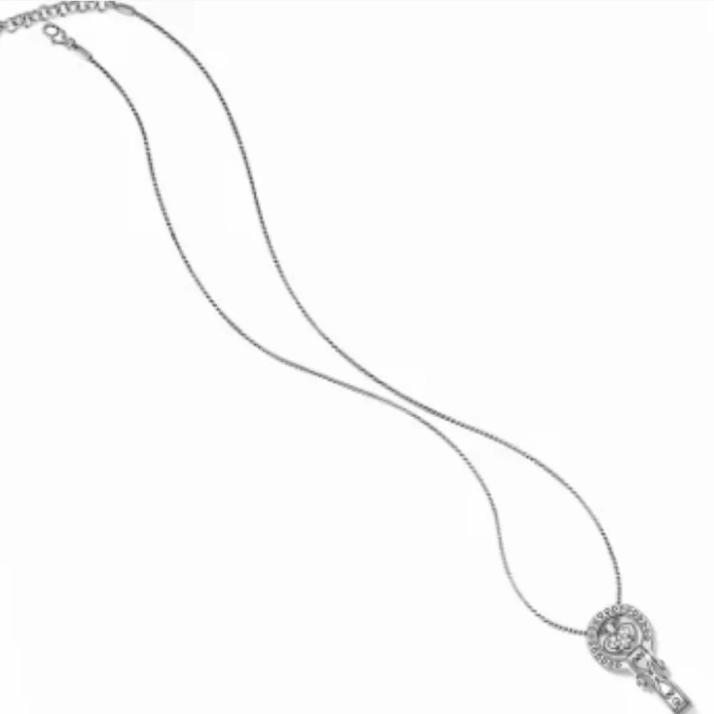 BRIGHTON Heart & Crystal Badge Clip Lanyard Necklace Silver 2578 - Picture 5 of 5